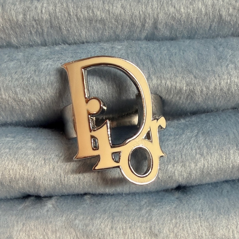 Dior Silver-Tone Script 'D' Initial Ring - image 1